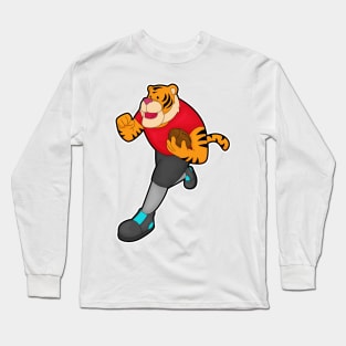 Tiger as Football player with Football Long Sleeve T-Shirt